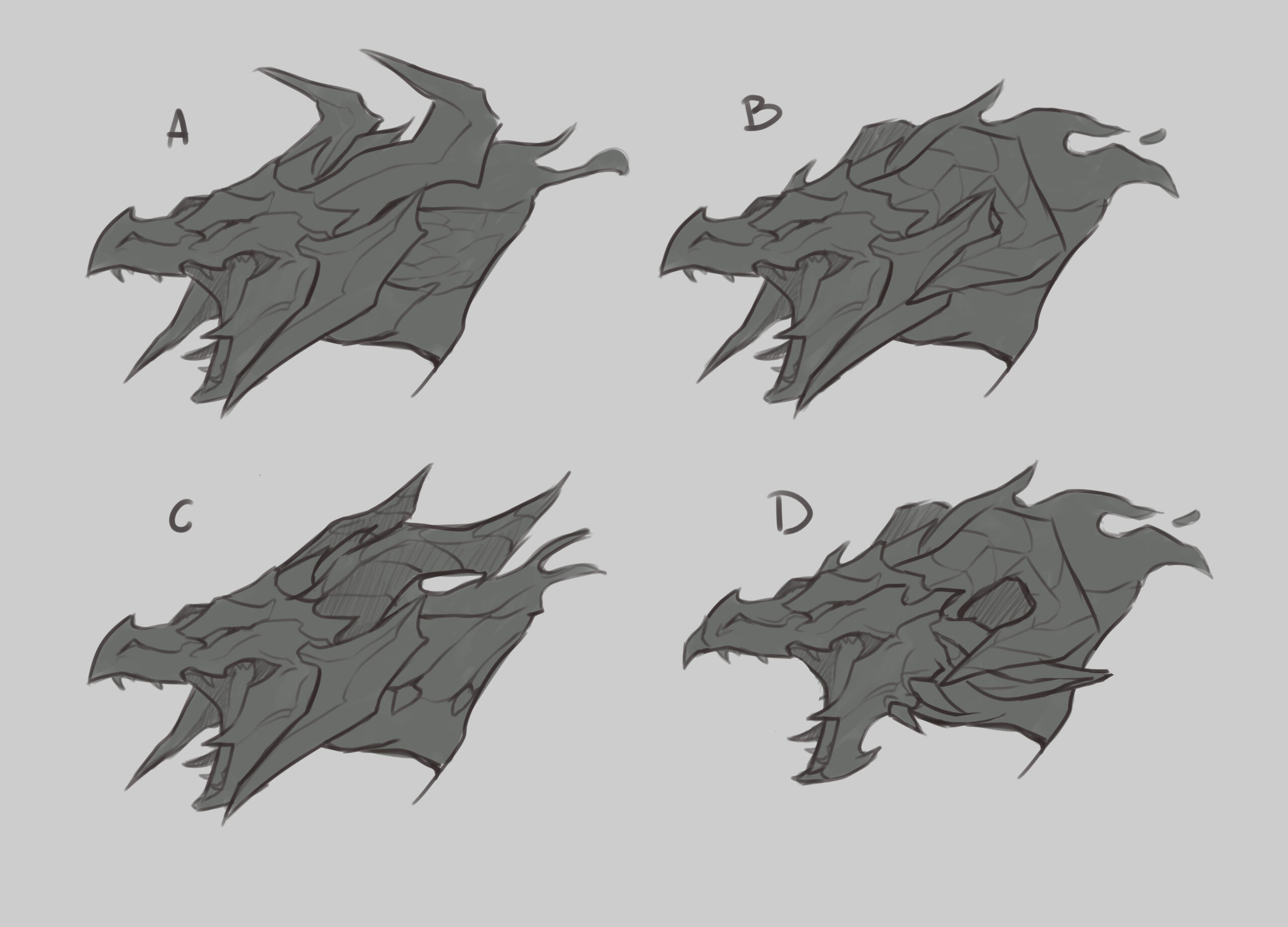 Dragon form head explorations